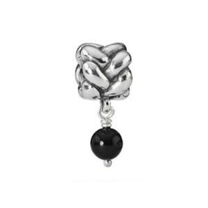 Pandora Sterling sterling Silver Black Onyx Dangle Charm   Retired